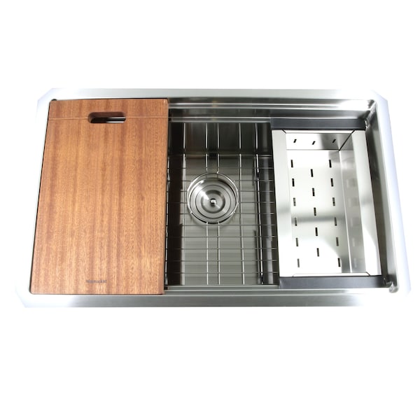 Nantucket Sinks 28In. Prep-Station Single Bowl Undermount Stainless Steel Kitchen Sink with Included Accessories SR-PS2-2818-16 - main